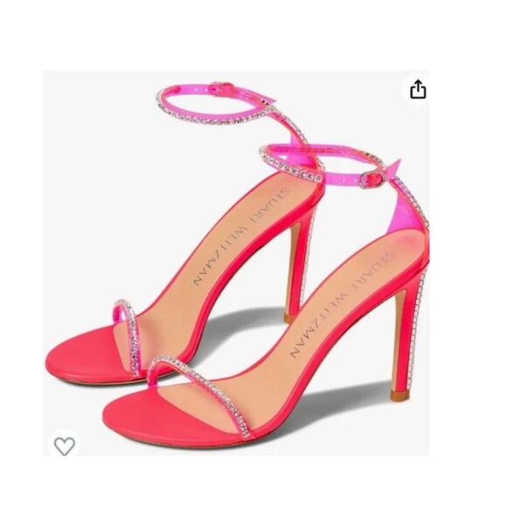 Stuart Weitzman Women's Nudistglam 100 Sandals Neon Pink Size 9